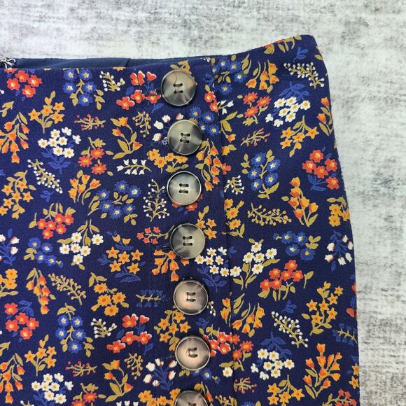 Madewell Skirt Womens 0 Blue Floral Button Front A Line Lined Fall Viscose Cute - Picture 4 of 12